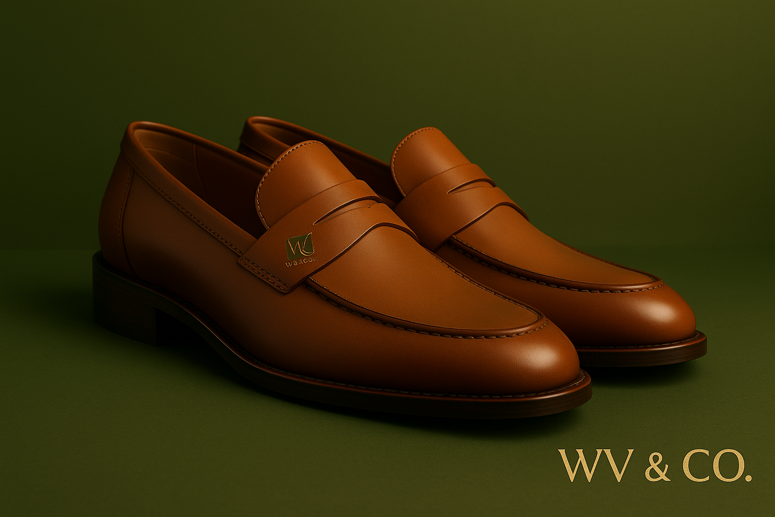 Par de sapatos sociais de couro premium da marca WV & Co.